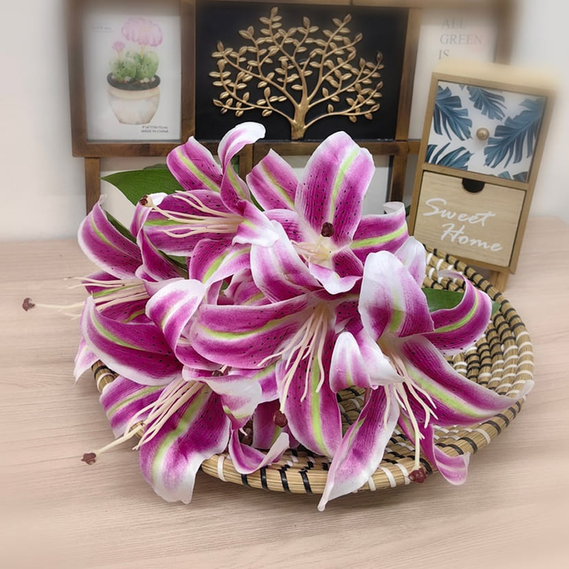 Искусственные цветы в Магнитогорске | Цветы искусственные «Лилии крупные», розово-сиреневые, букет