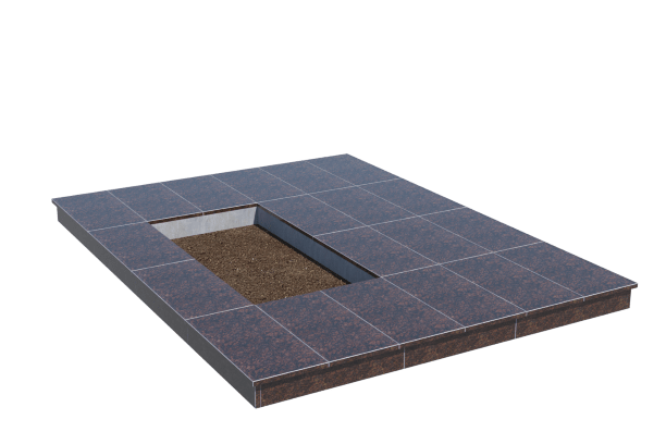 Площадки на могилу в Магнитогорске | Площадка с вертикальной (10 см) облицовкой Дымовским гранитом (под цветник)