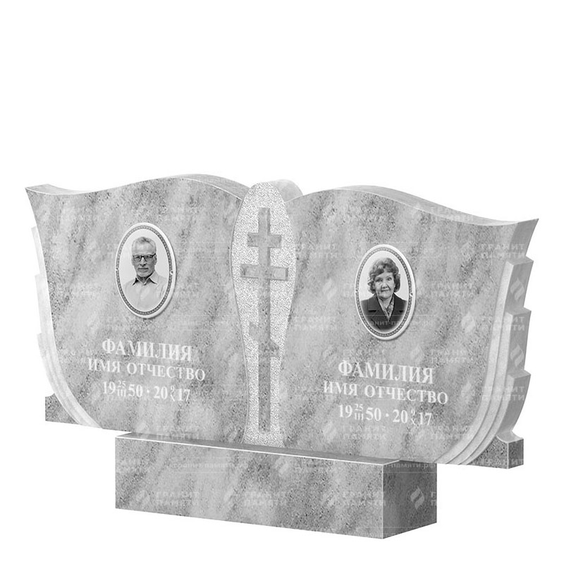 Памятники из мрамора в Магнитогорске | Двойной мраморный памятник ФМ-136