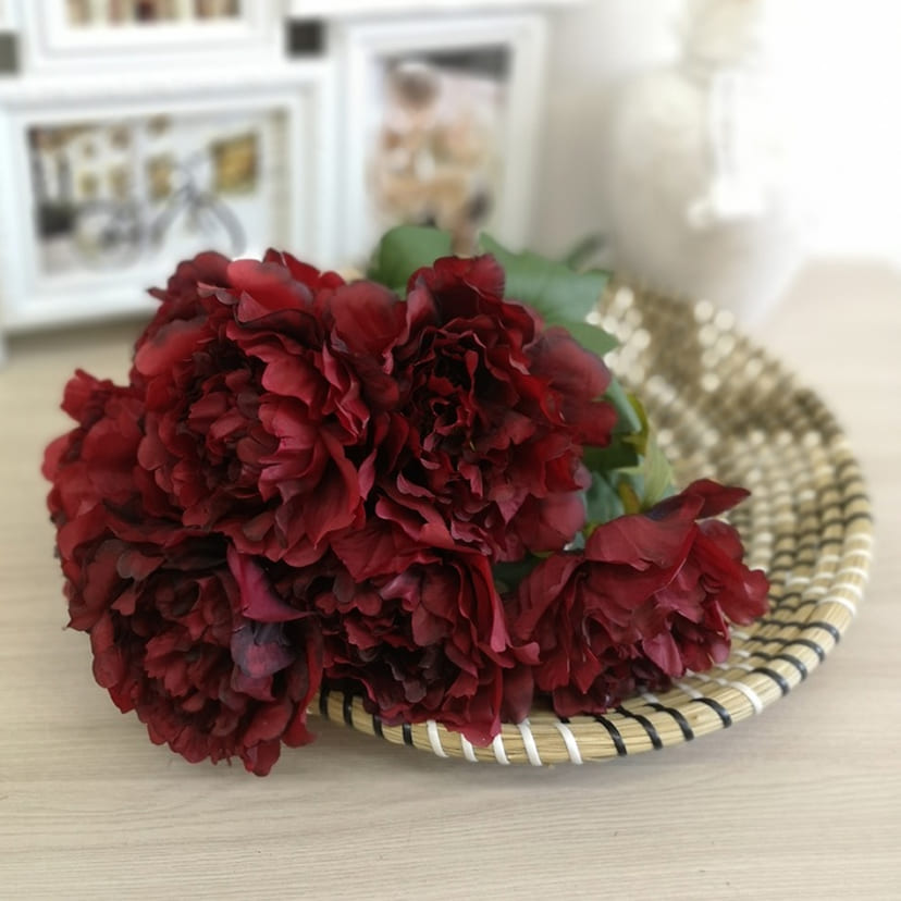 Искусственные цветы в Магнитогорске | Цветы искусственные «Пионы», бордовые, букет