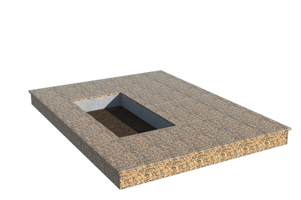 Площадки на могилу в Магнитогорске | Площадка с вертикальной (15 см) облицовкой Южно-султаевским гранитом (под цветник)