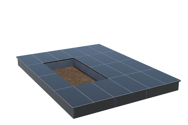 Площадки на могилу в Магнитогорске | Площадка с вертикальной (15 см) облицовкой гранитом Габбро (под цветник)