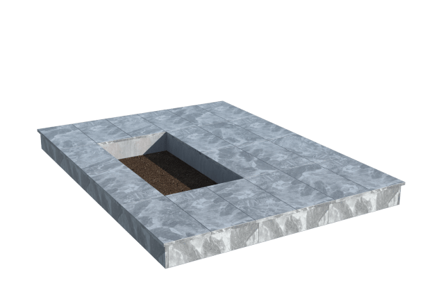 Площадки на могилу в Магнитогорске | Площадка с вертикальной (15 см) мраморной облицовкой (под цветник)