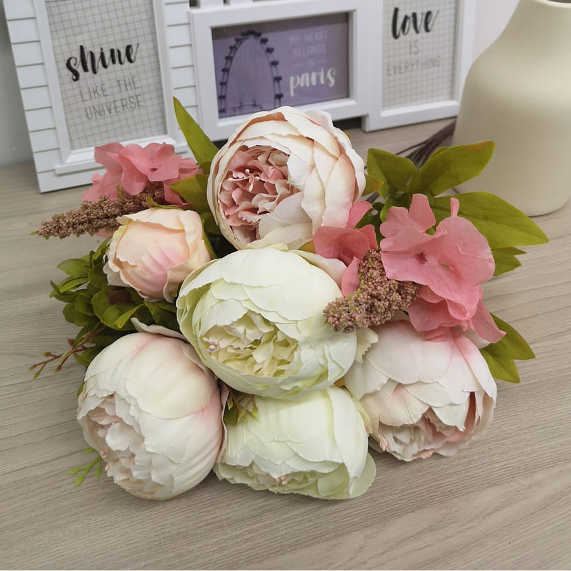 Искусственные цветы в Магнитогорске | Цветы искусственные «Пионы», молочно-розовые, букет