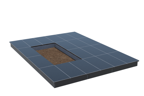 Площадки на могилу в Магнитогорске | Площадка с вертикальной (10 см) облицовкой гранитом Габбро (под цветник)