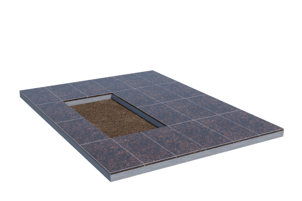 Площадки на могилу в Магнитогорске | Площадка с облицовкой Дымовским гранитом (под цветник)